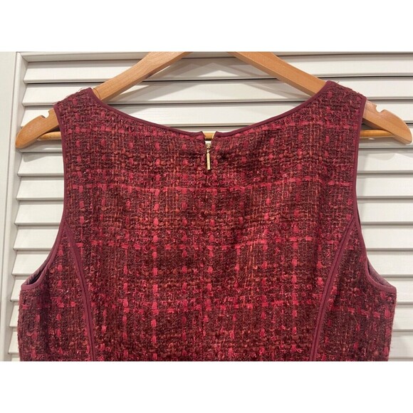Tory Burch Drew Dark Plum Multicolor Sleeveless Tweed Dress Size 4 - Picture 8 of 13
